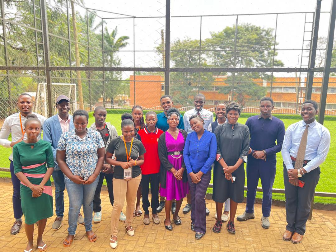 Fellowship group gathered at an outdoor court